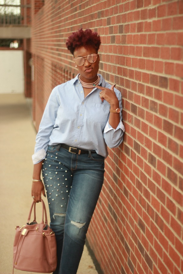 DIY Pearl Embellished Jeans | The Style Medic